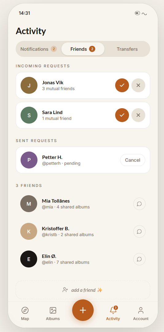 Shared album activity
